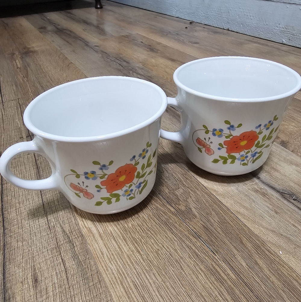 Floral Ceramic Mugs - Set of 2